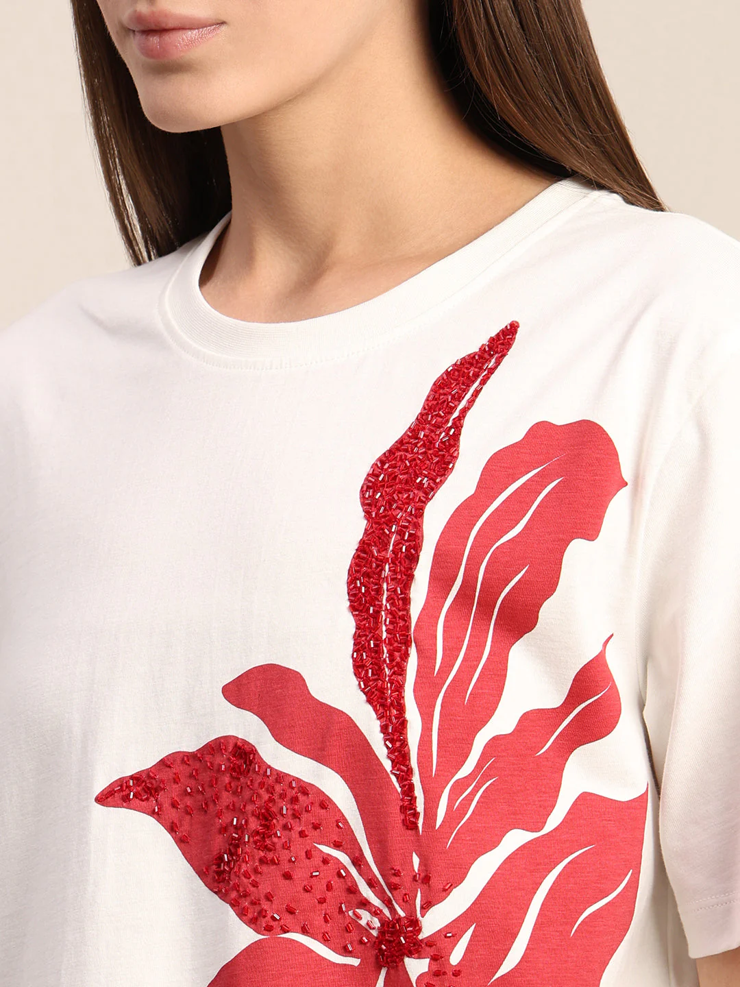 White Printed Cotton T-shirt - Image 8