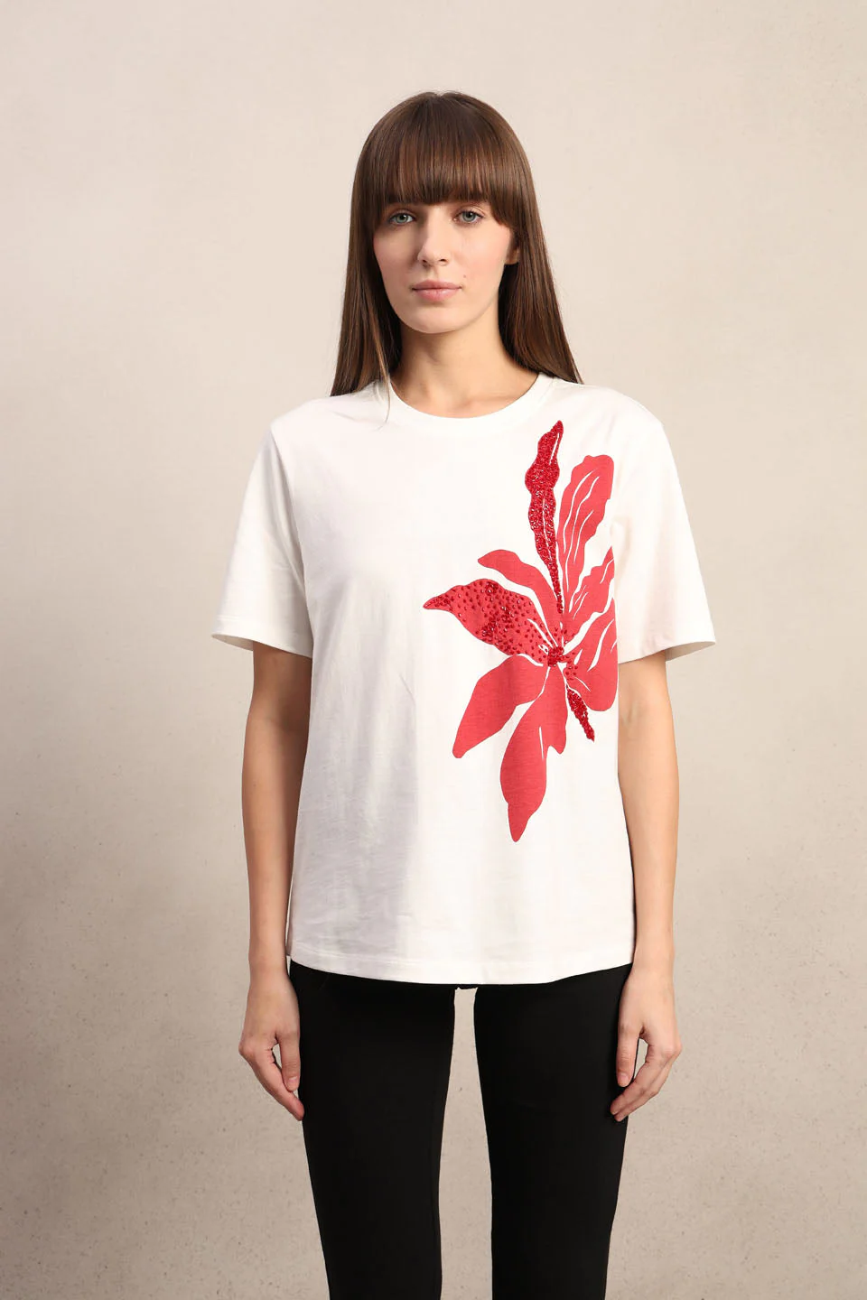 White Printed Cotton T-shirt - Image 9