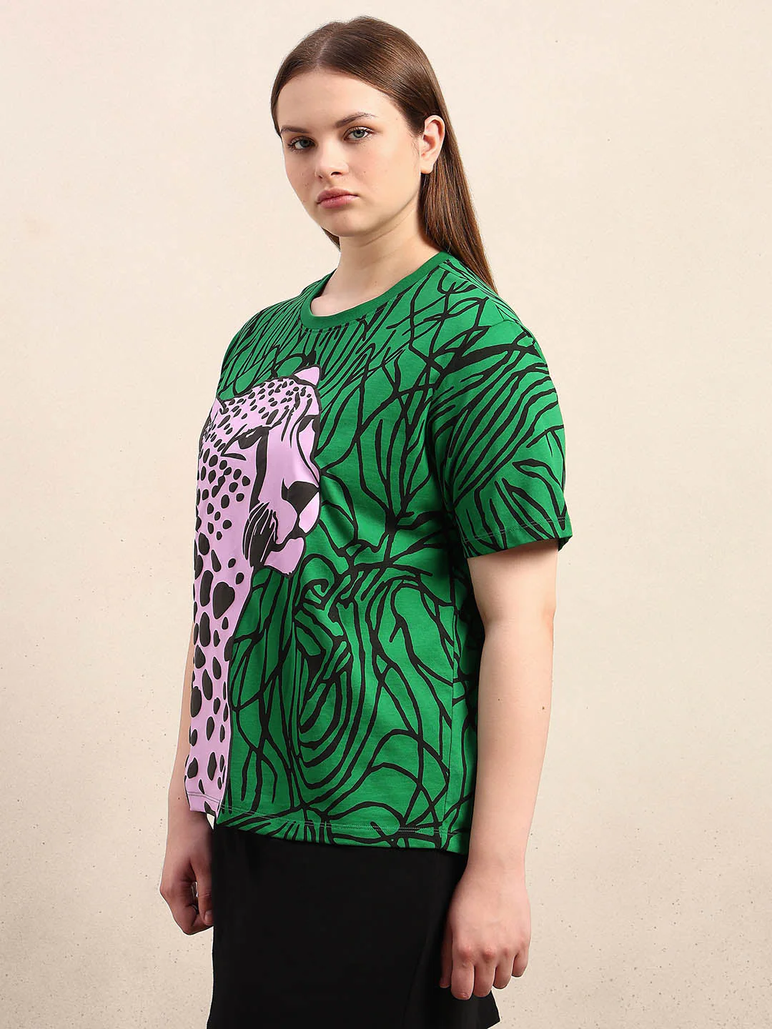 Curve Leopard Print Cotton T-Shirt - Image 3