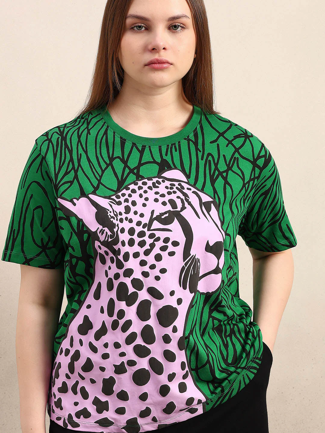 Curve Leopard Print Cotton T-Shirt - Image 6