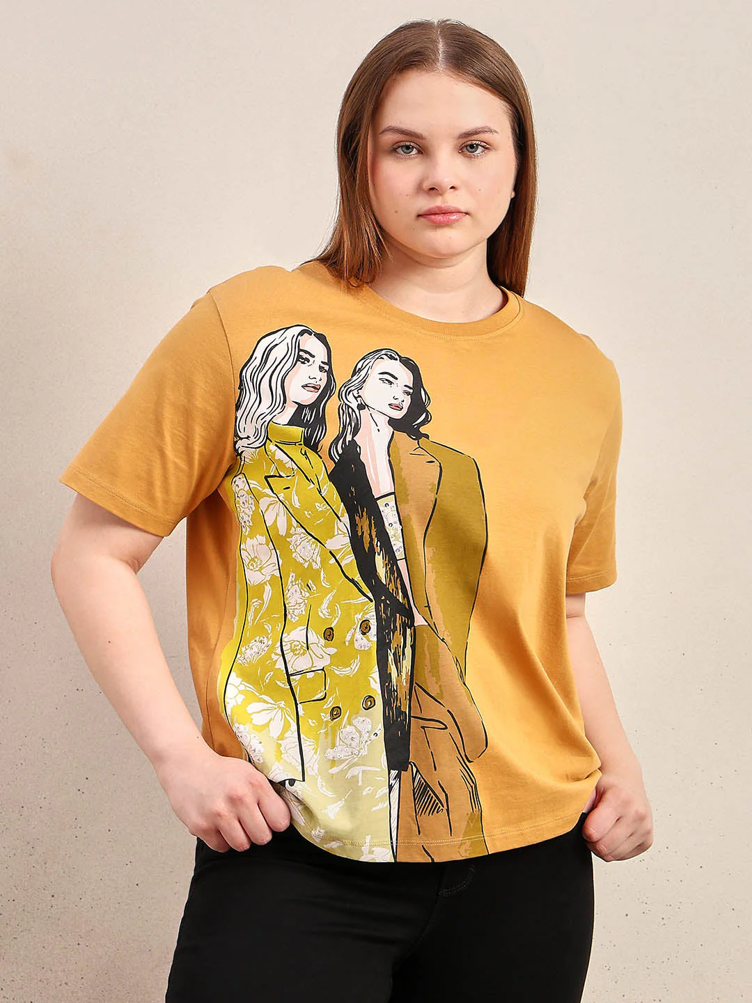 Curve Printed Cotton T-Shirt - Image 2