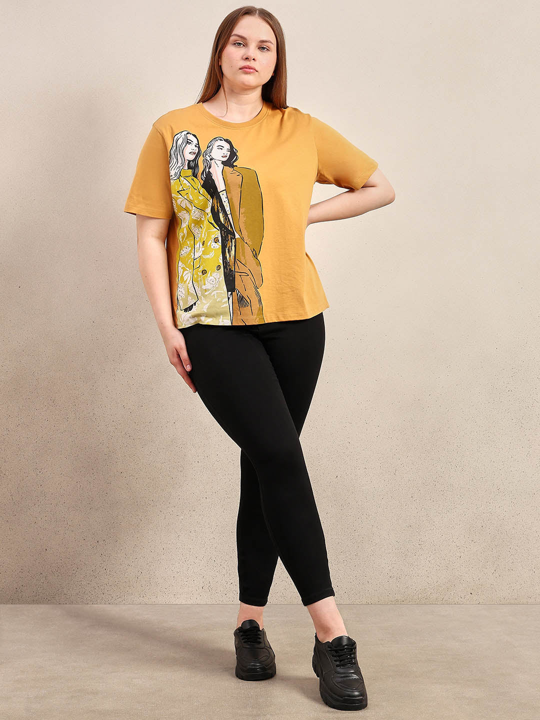 Curve Printed Cotton T-Shirt - Image 5