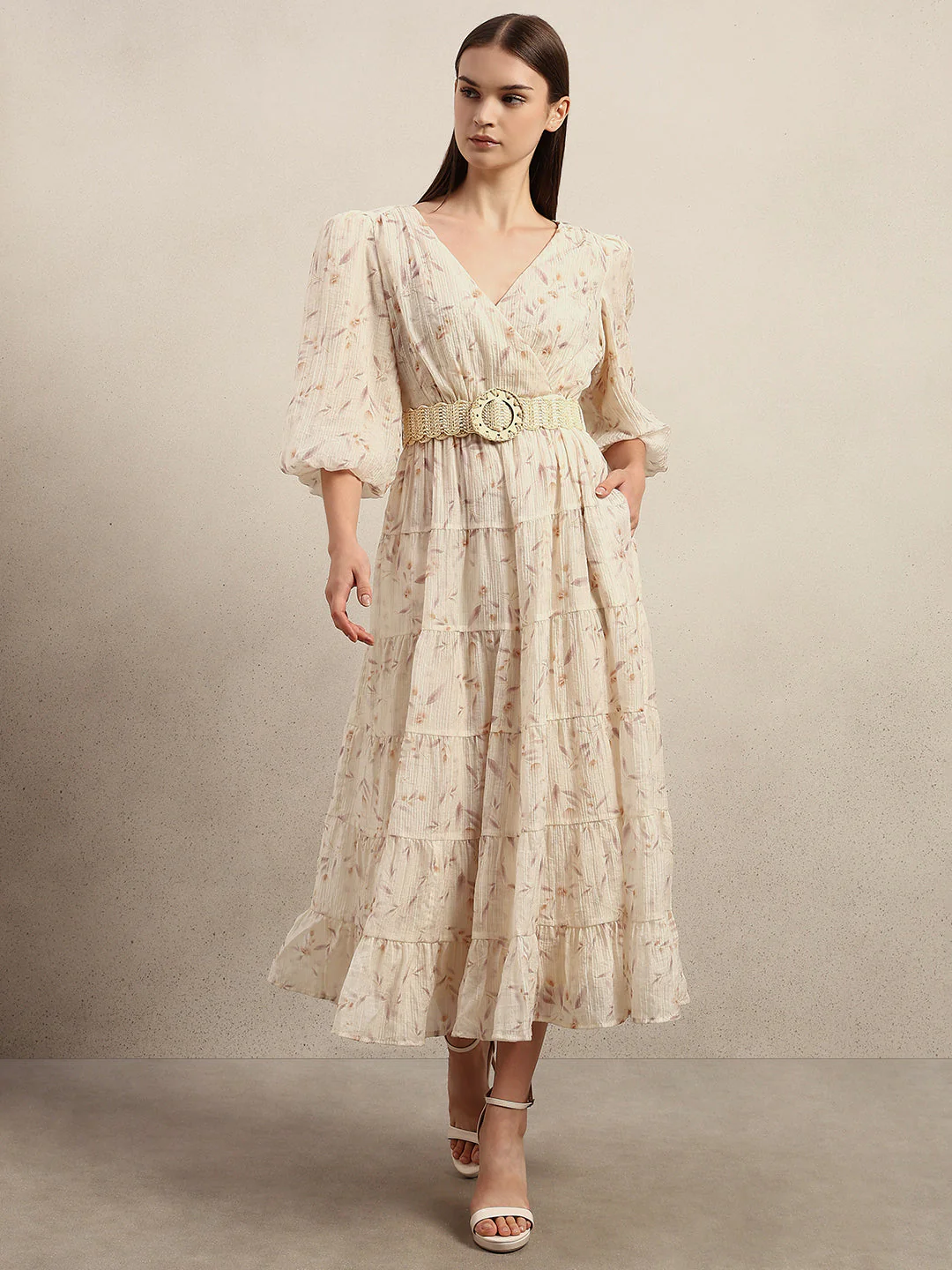 Ecru Floral Midi Dress - Image 2