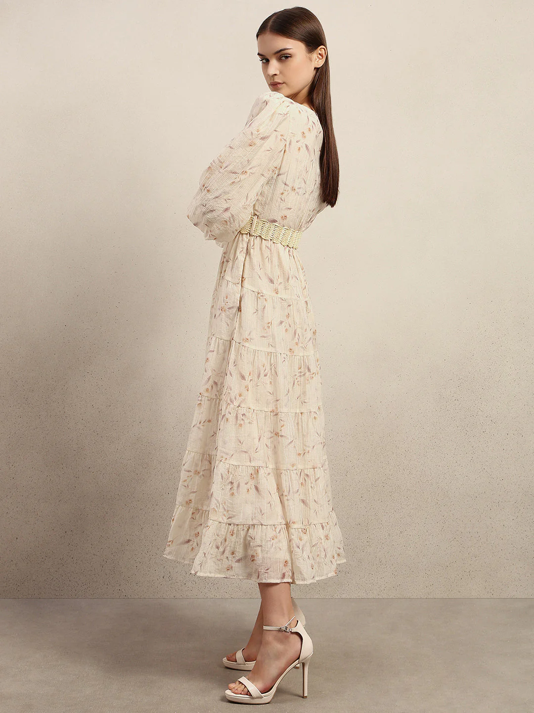 Ecru Floral Midi Dress - Image 3