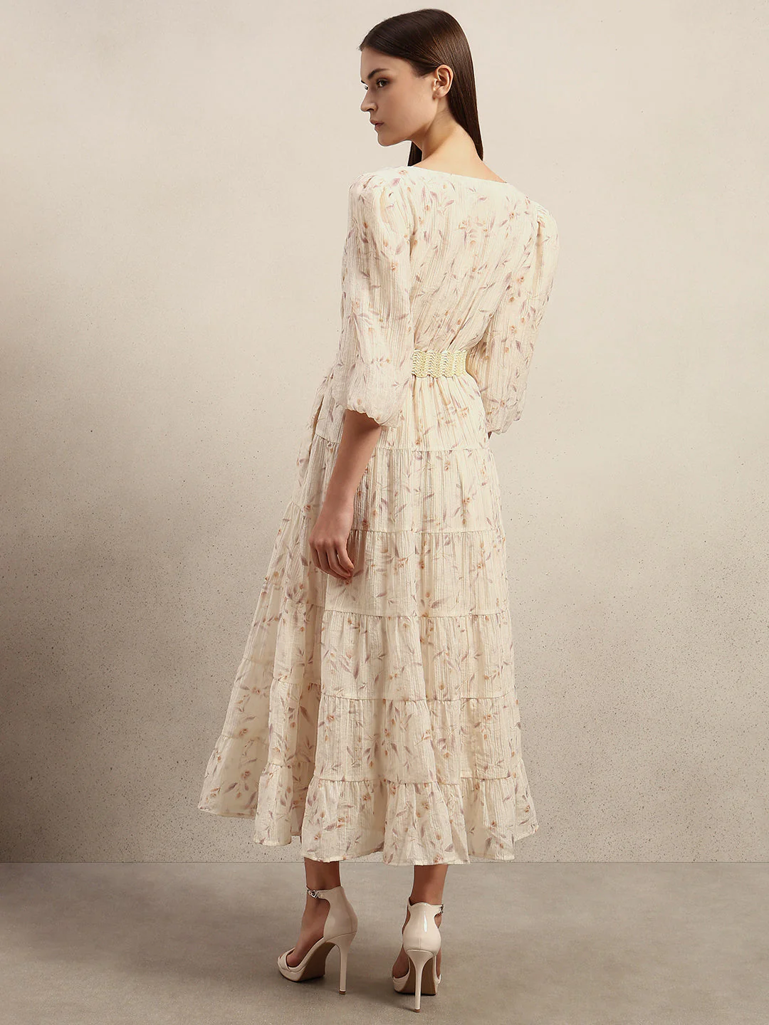 Ecru Floral Midi Dress - Image 4