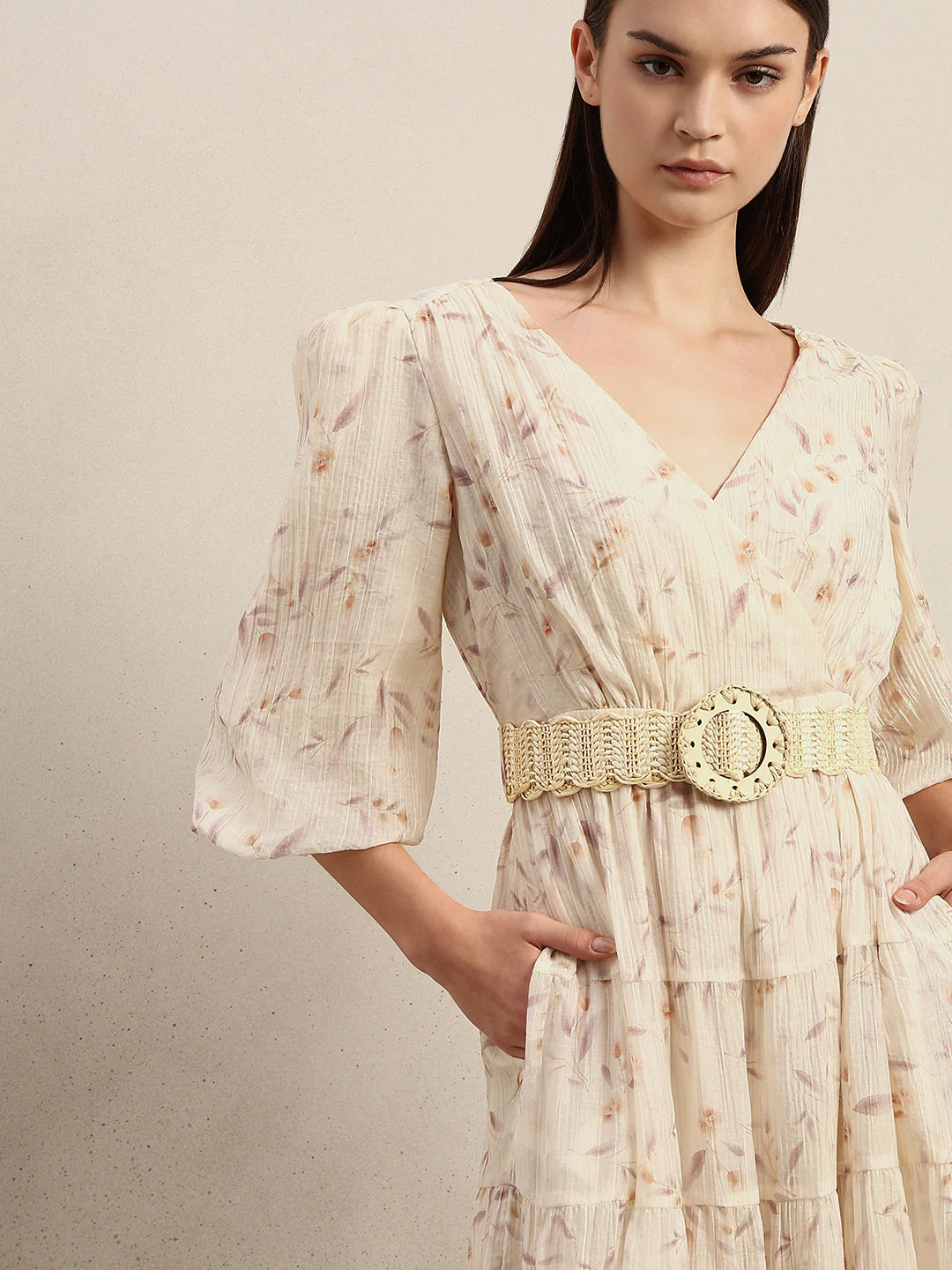 Ecru Floral Midi Dress - Image 5