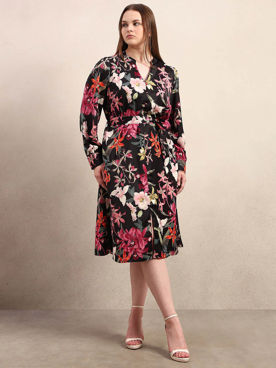Curve Floral Print Midi Dress - Image 2