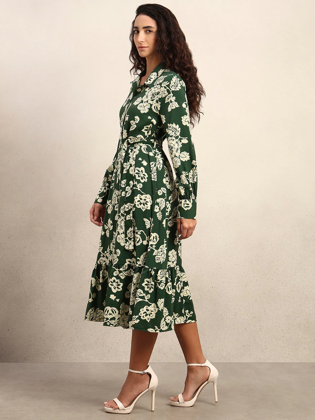 Floral Belted Shirt Dress - Image 3