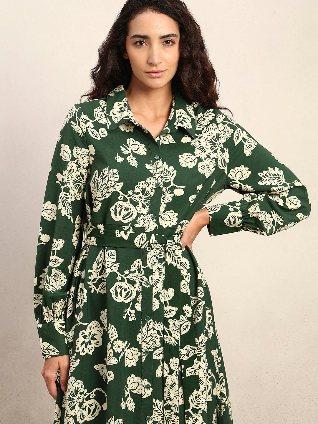 Floral Belted Shirt Dress - Image 5