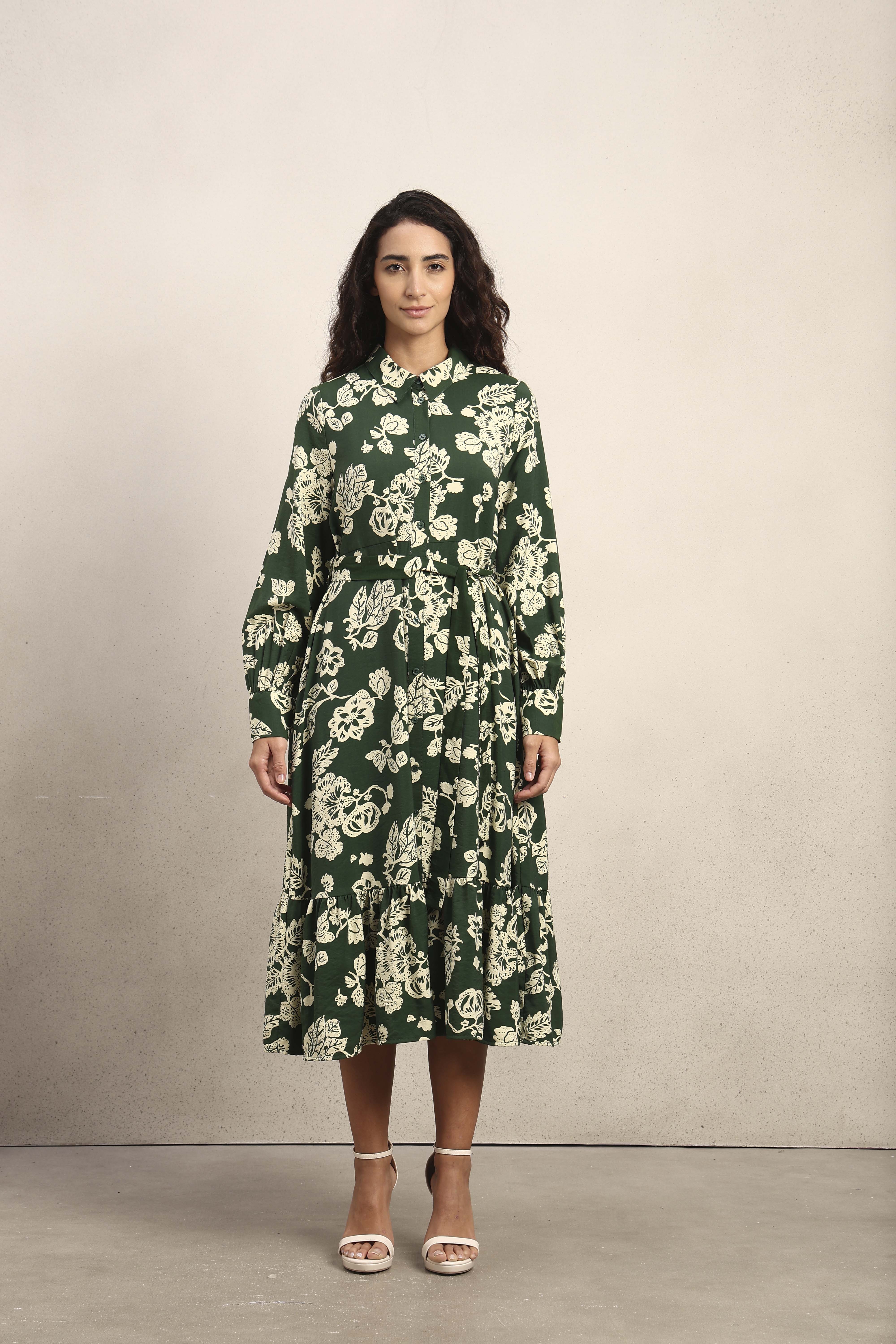 Floral Belted Shirt Dress - Image 8