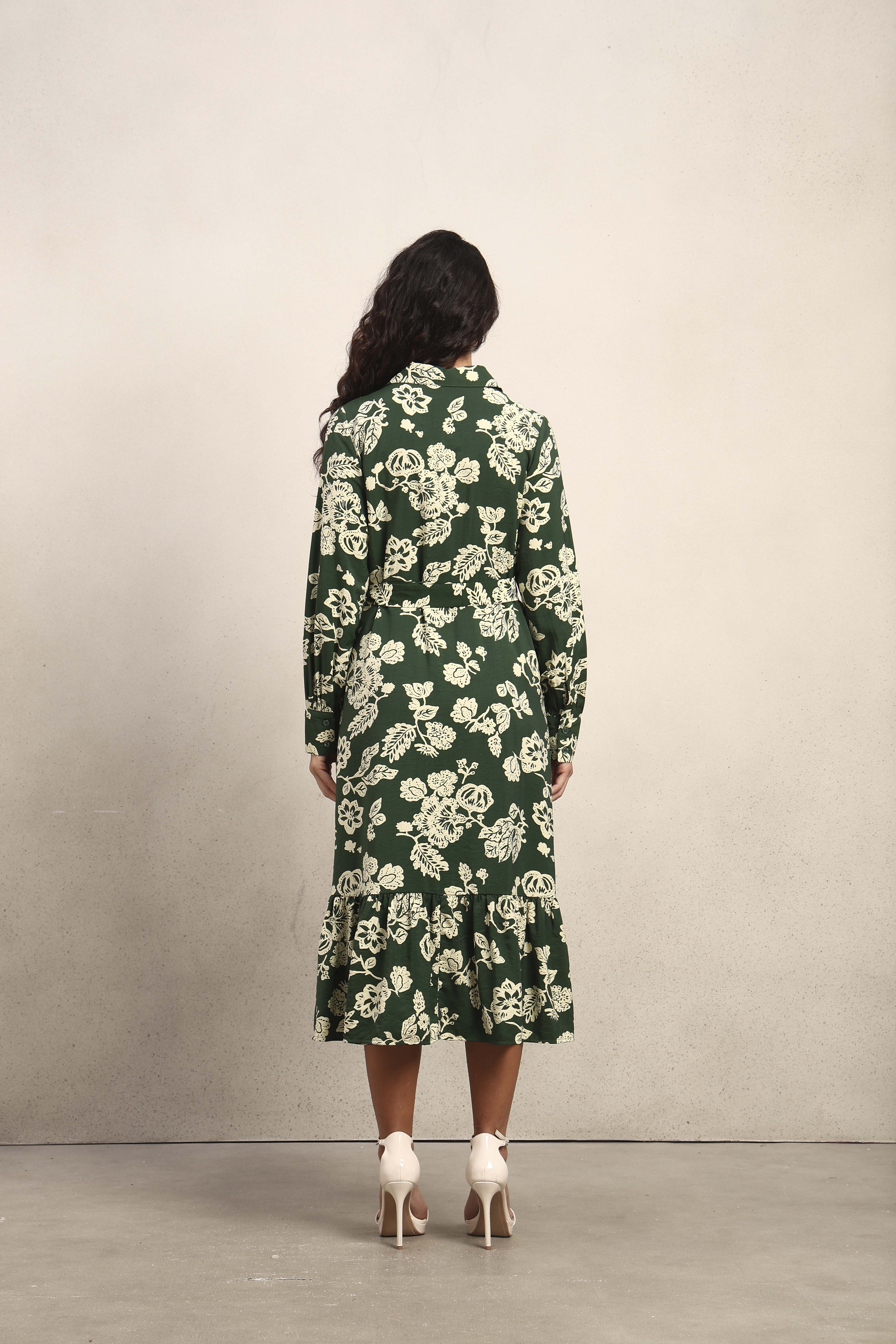 Floral Belted Shirt Dress - Image 9