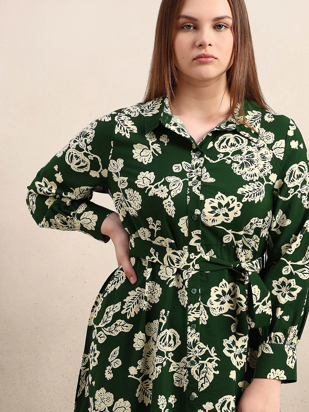 Curve Floral Belted Midaxi Dress - Image 5