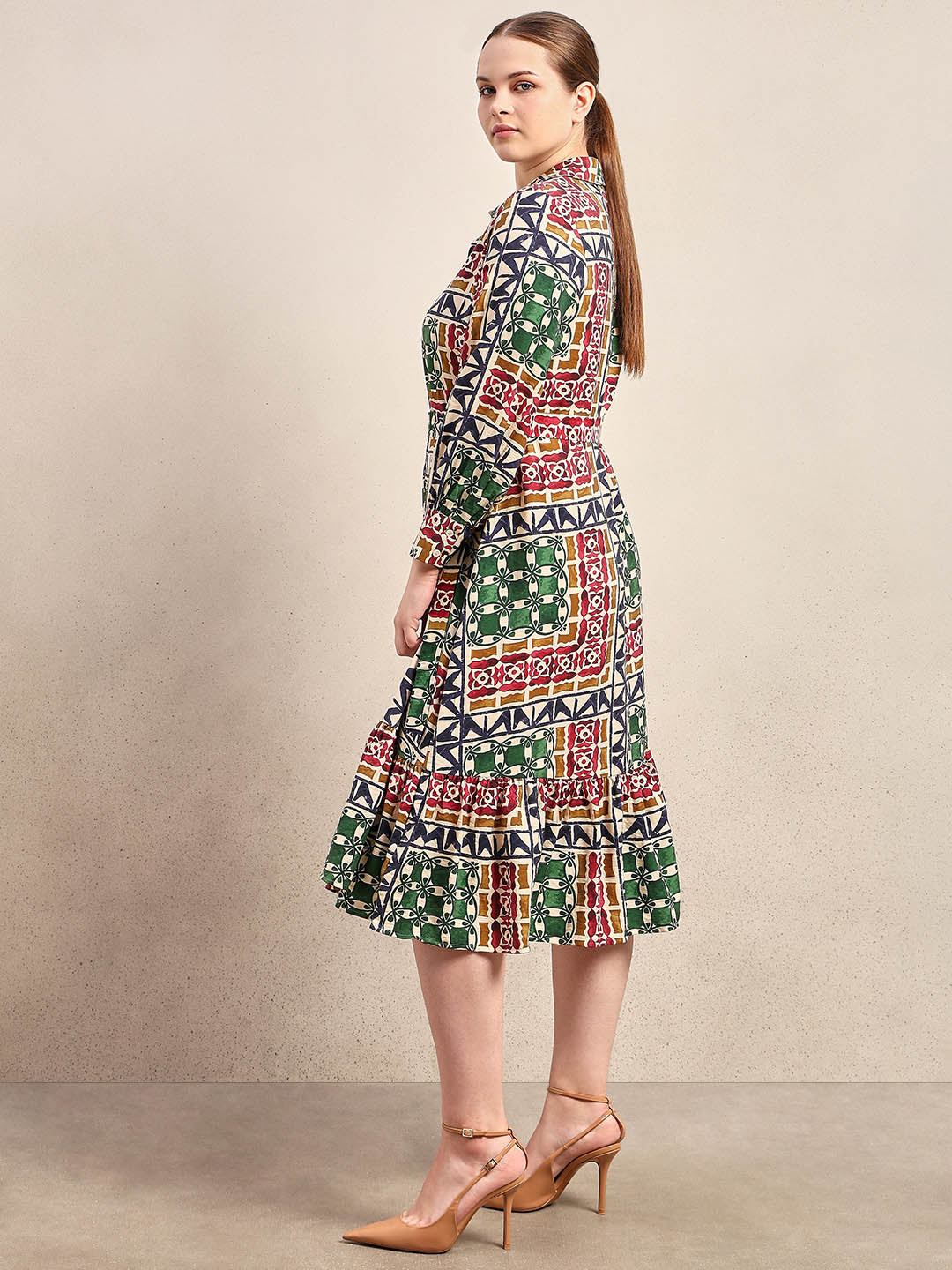 Curve Multi-Colour Printed Midaxi Dress - Image 3