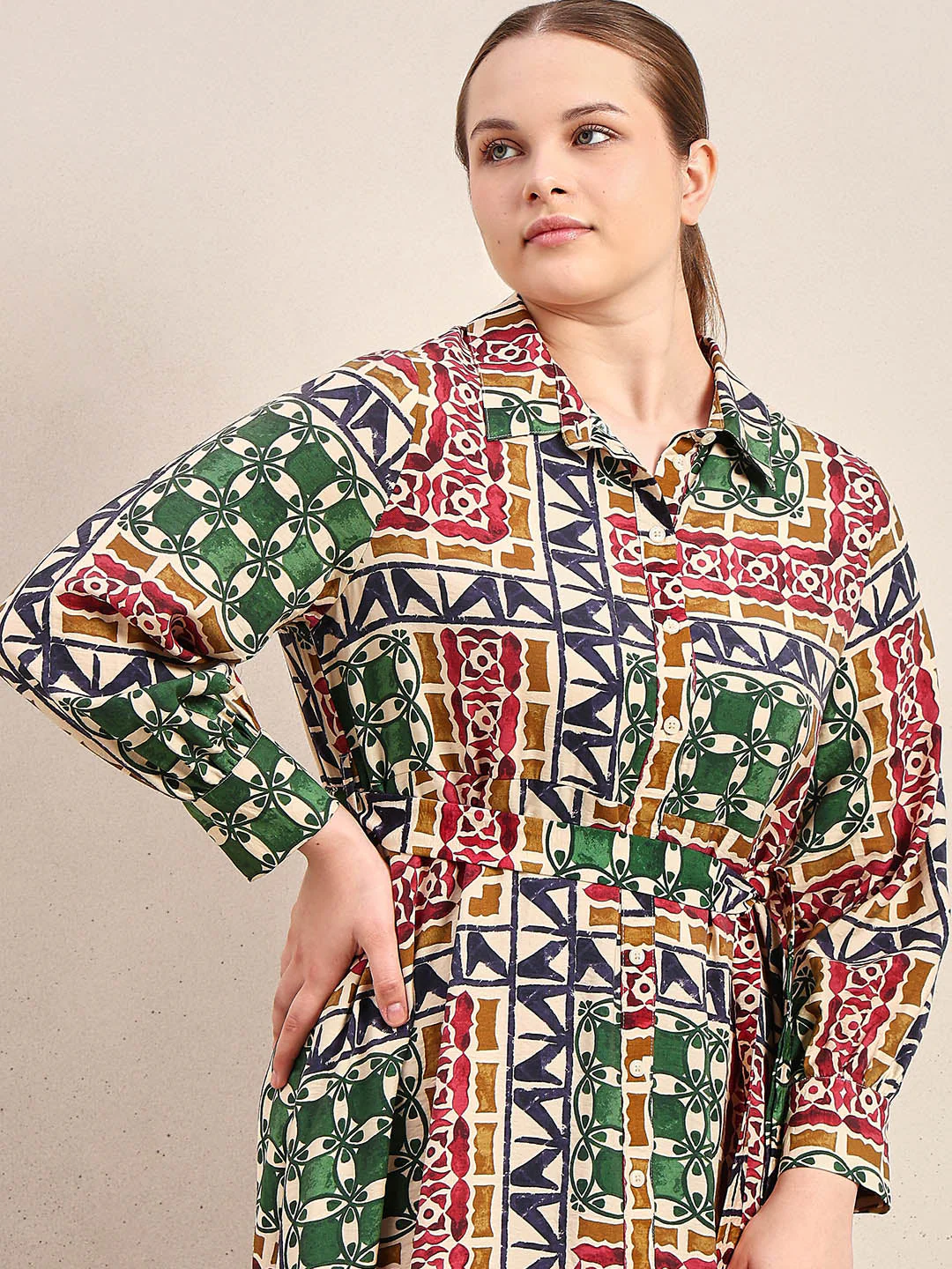 Curve Multi-Colour Printed Midaxi Dress - Image 5