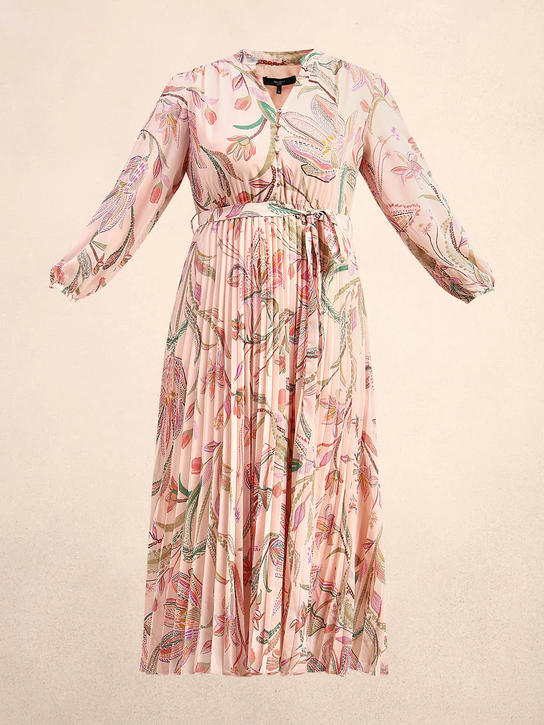 Curve Peach Floral Pleated Dress - Image 7