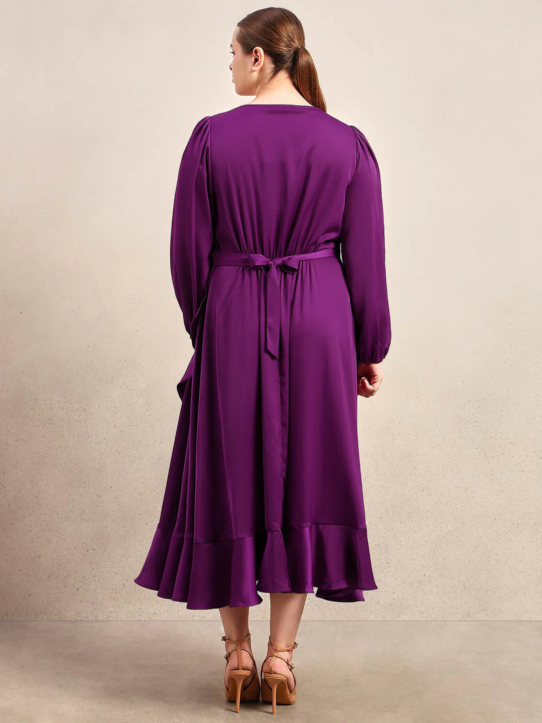 Curve Ruffle V-Neck Dress - Image 4