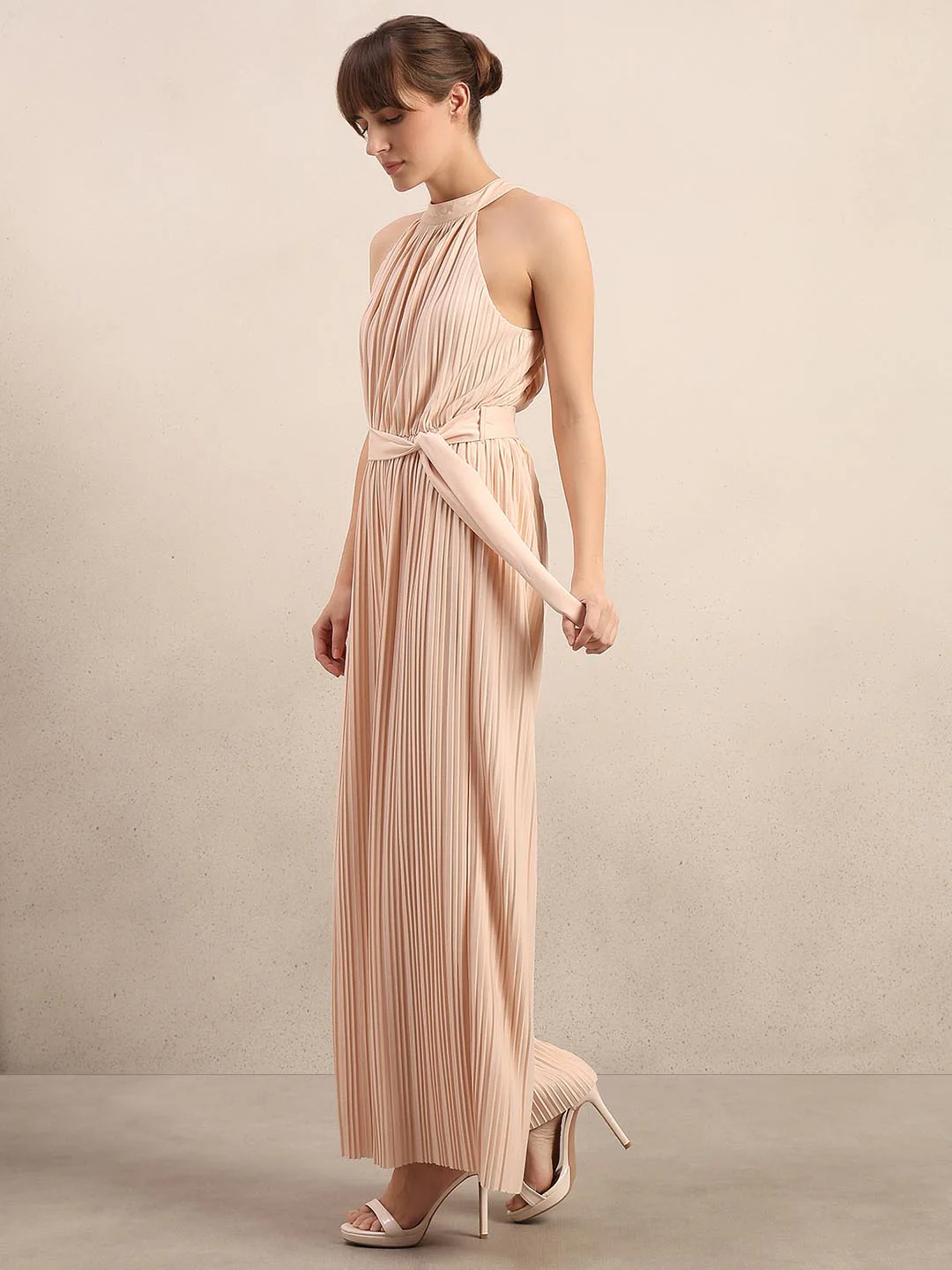 Crystal Pink Pleated Jumpsuit - Image 3