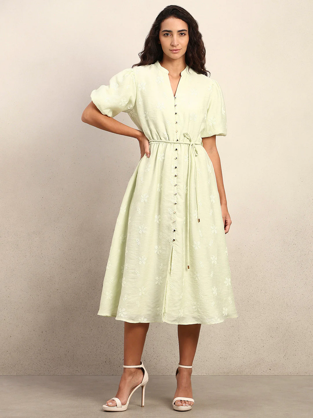 Embroidered V-Neck Dress - Image 2