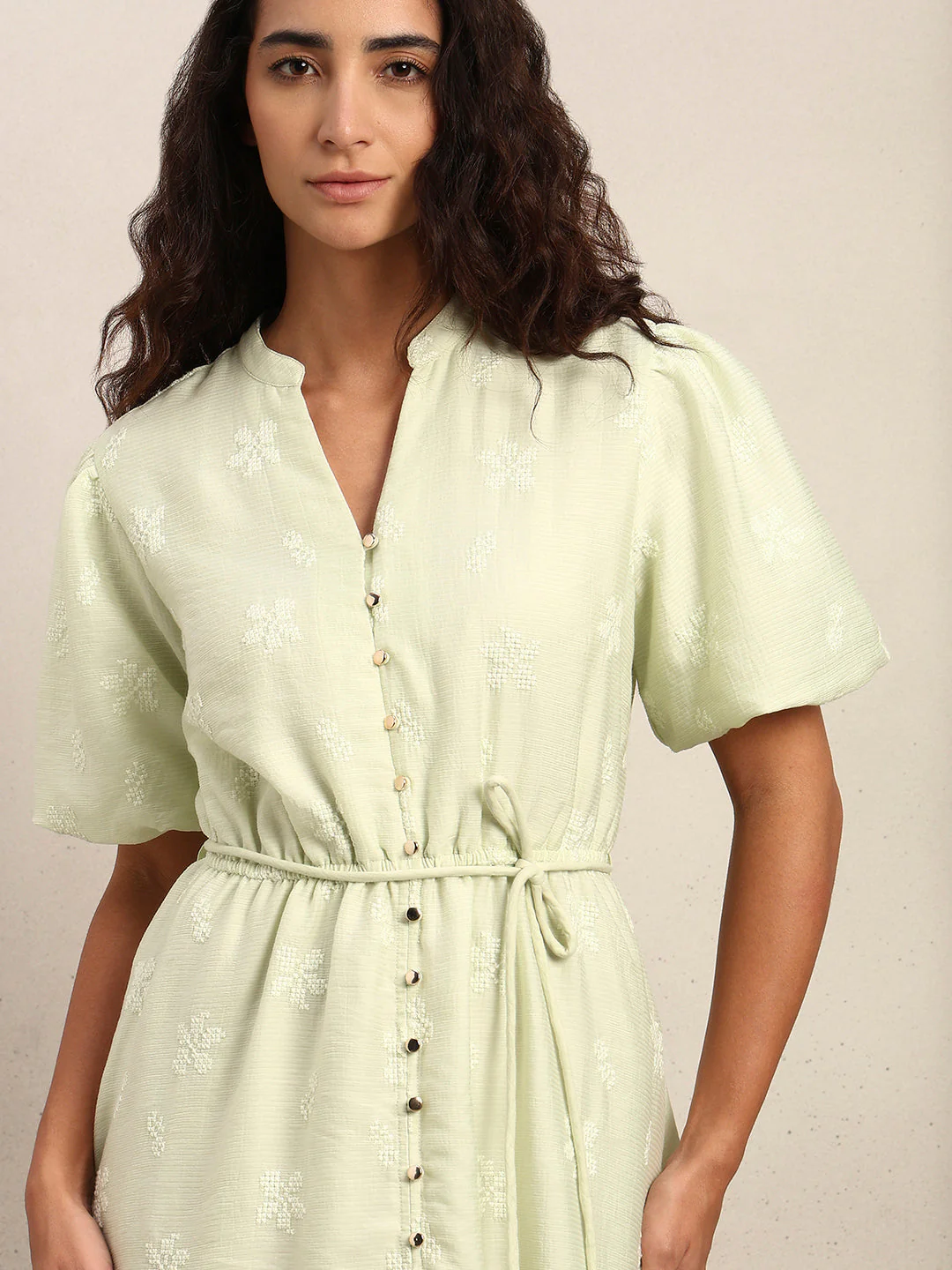 Embroidered V-Neck Dress - Image 5