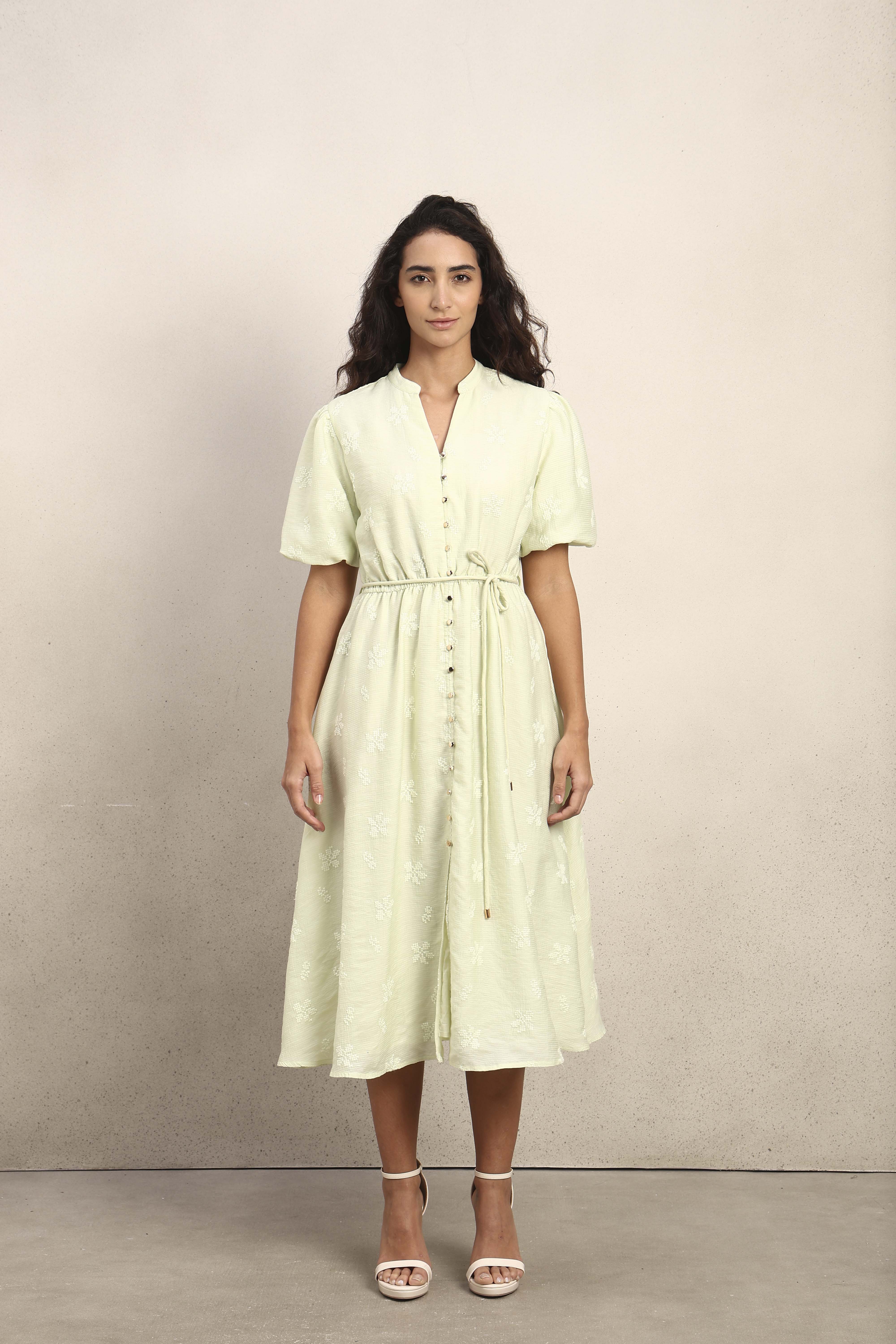 Embroidered V-Neck Dress - Image 8