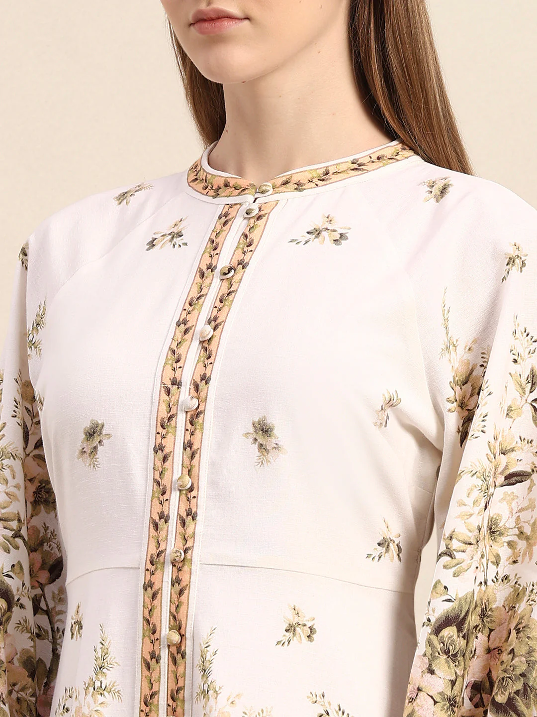 Floral Linen Blend Midi Dress - Image 6