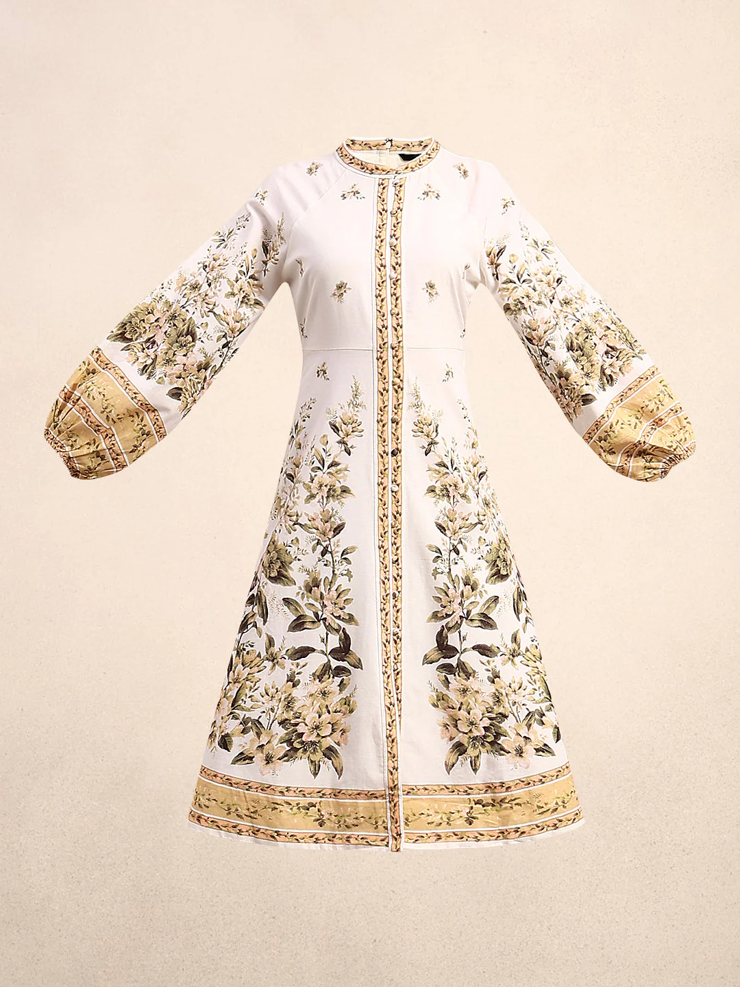 Floral Linen Blend Midi Dress - Image 7