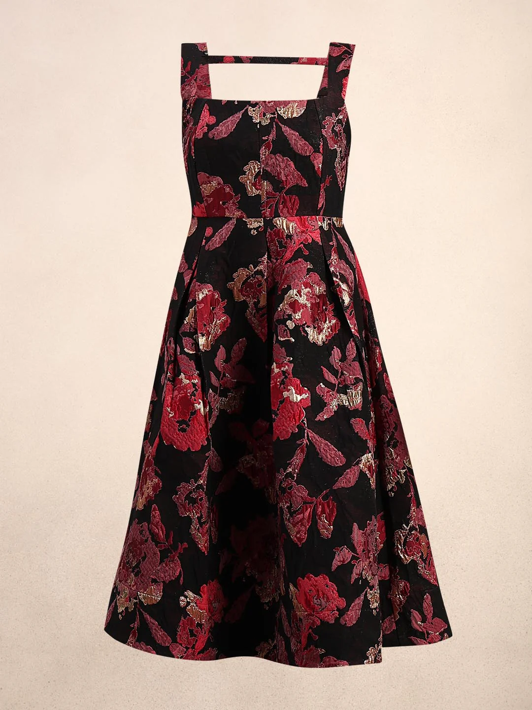 Black & Red Square Neck Dress - Image 7