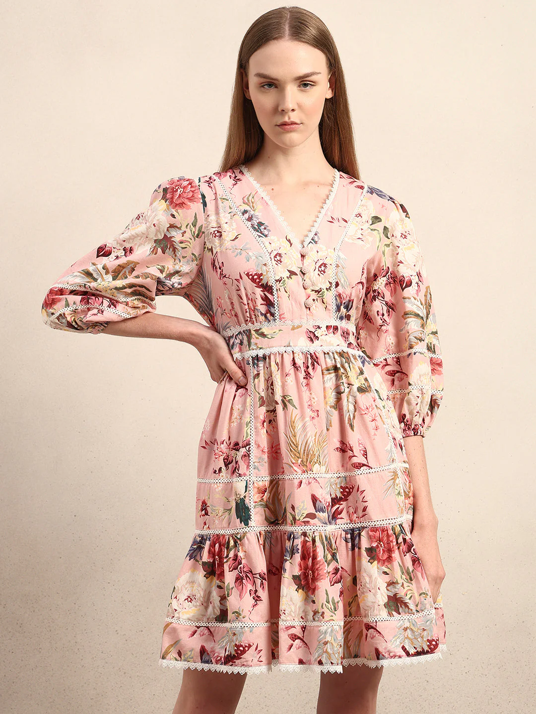 Floral Ruffle Mini Dress - Image 2