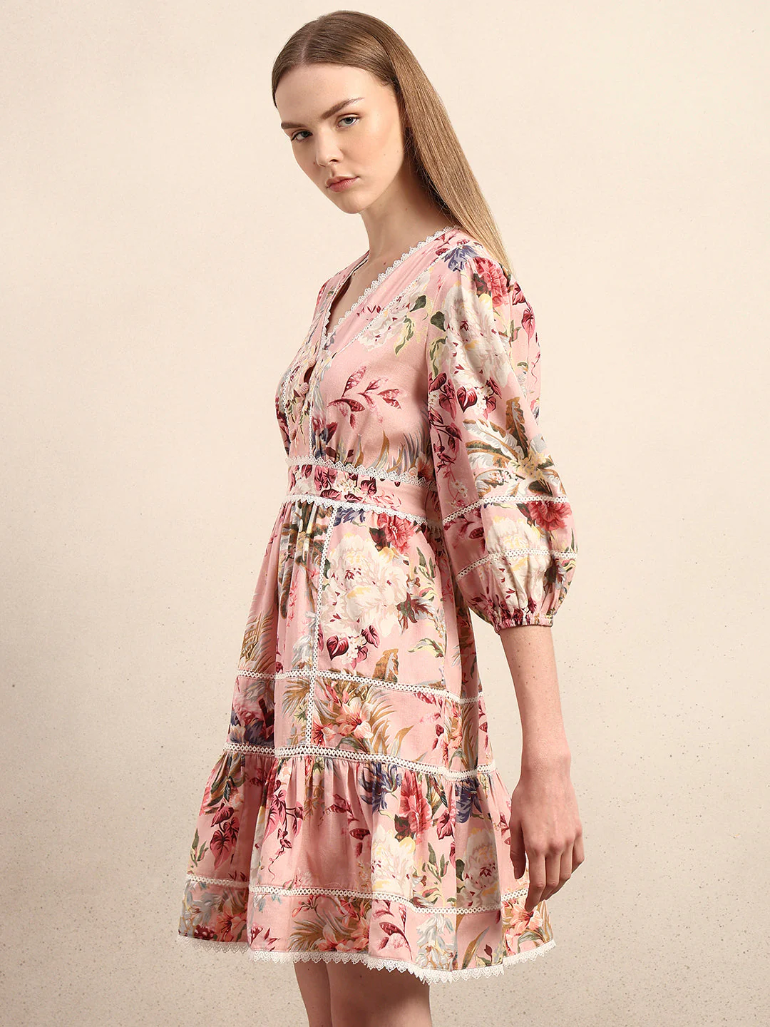 Floral Ruffle Mini Dress - Image 3