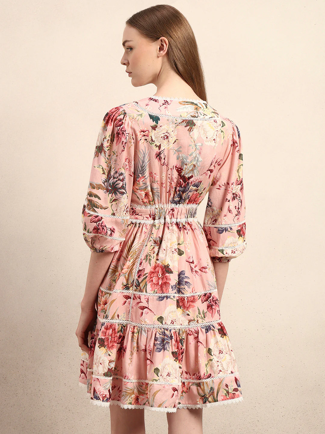 Floral Ruffle Mini Dress - Image 4