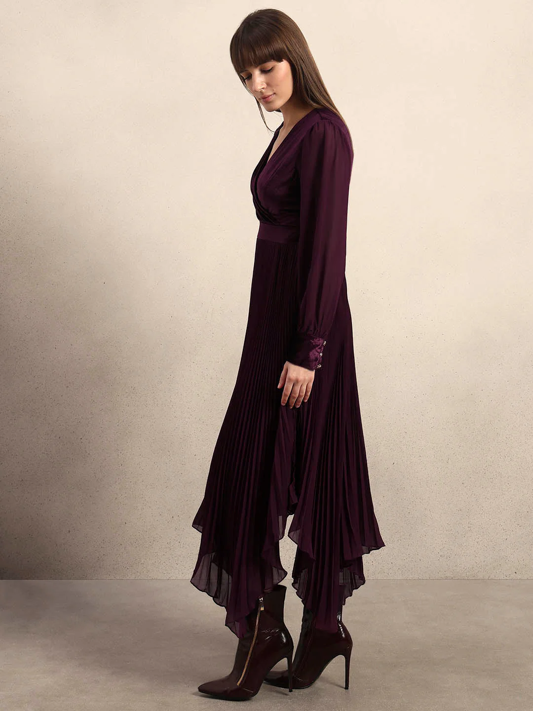 Violet Pleated Maxi Dress - Image 3