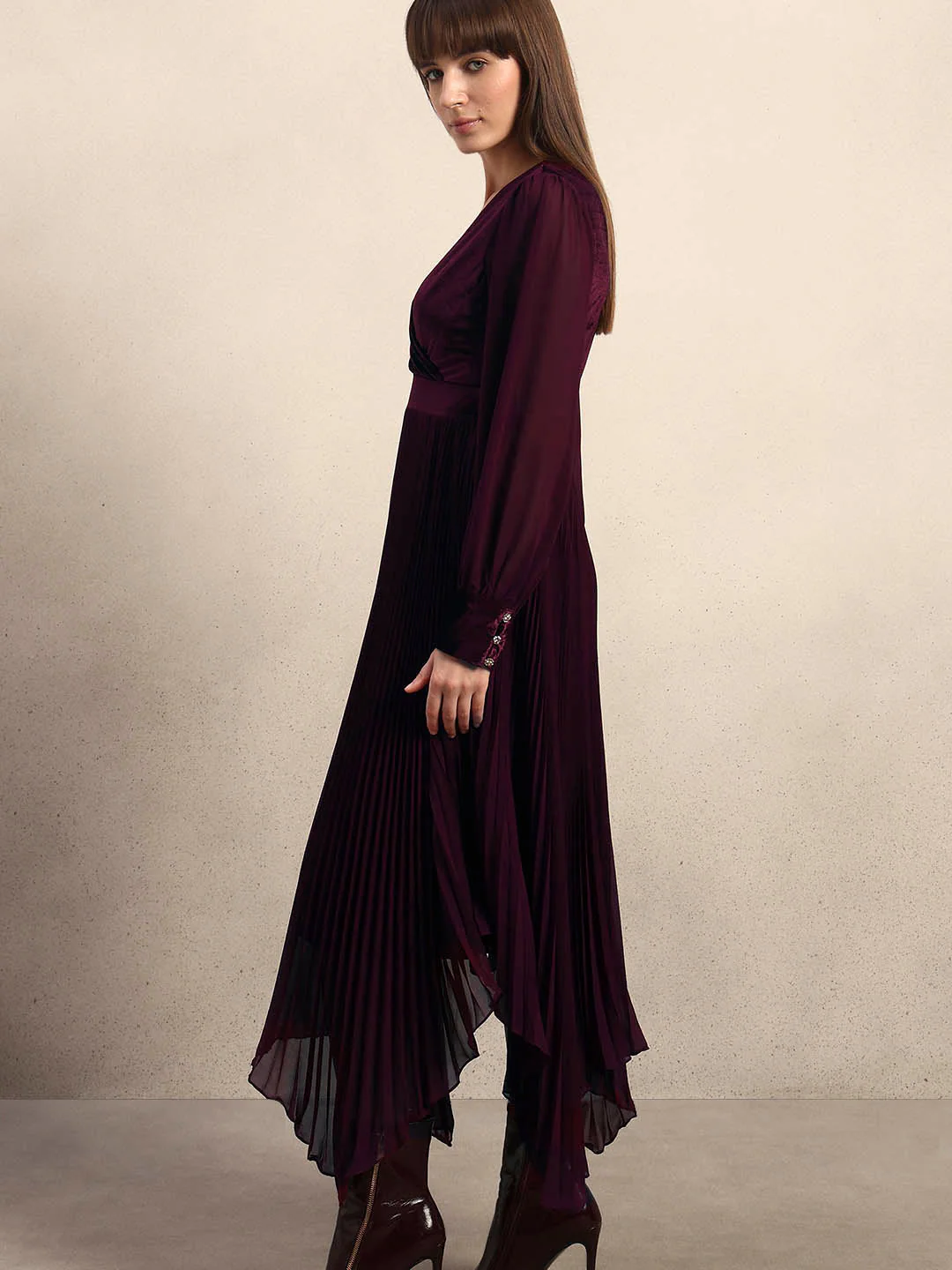 Violet Pleated Maxi Dress - Image 5