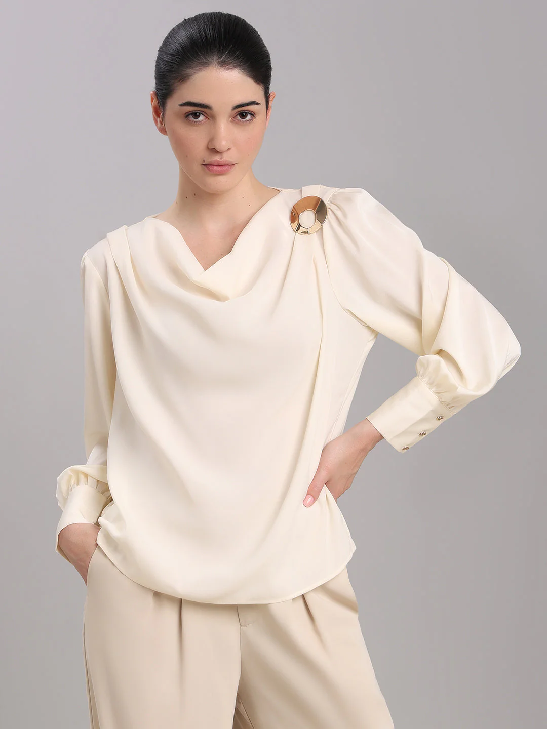Ivory Draped Top - Image 2