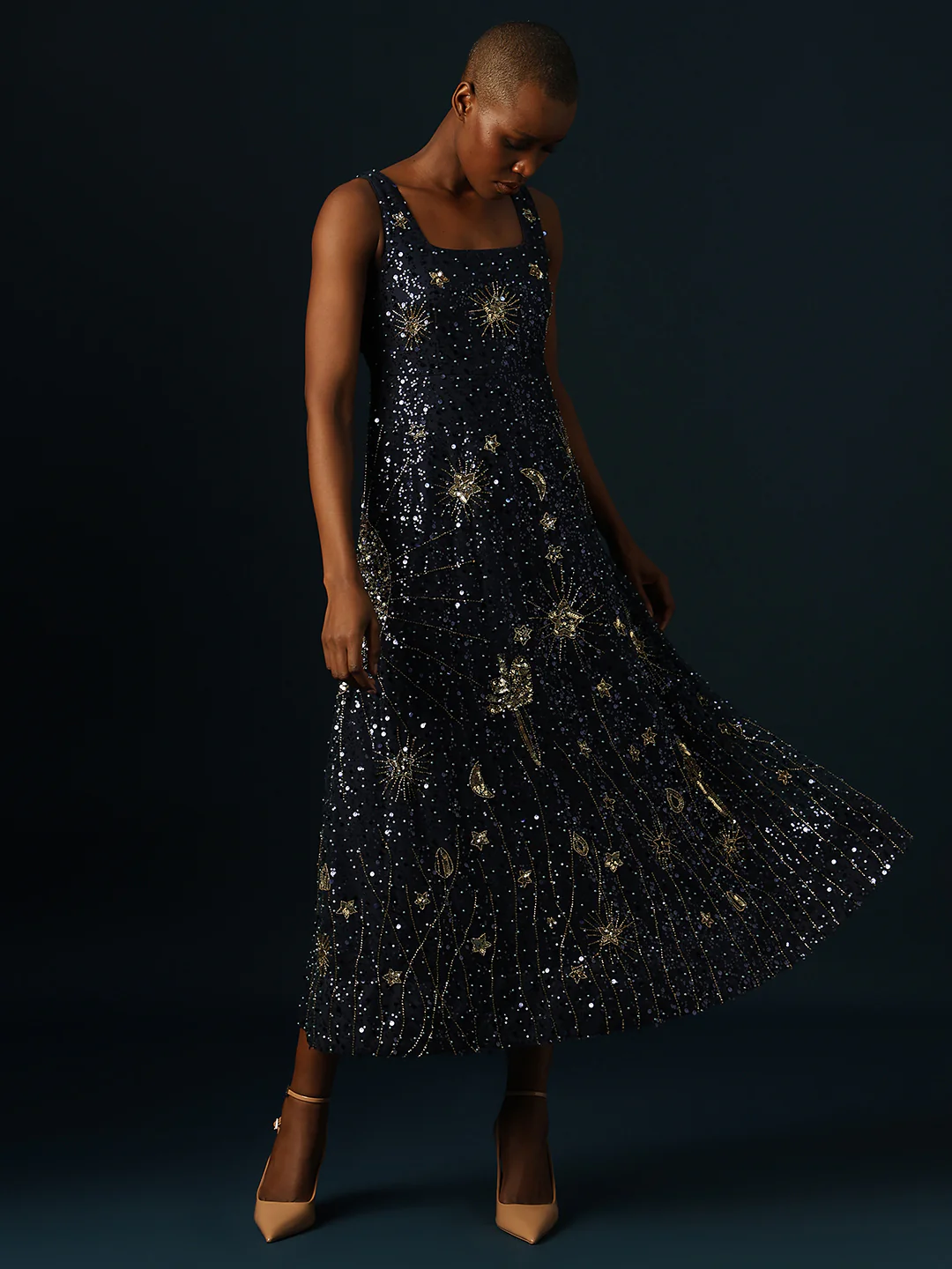 Marquee Sequin Embroidered Midi Dress - Image 2