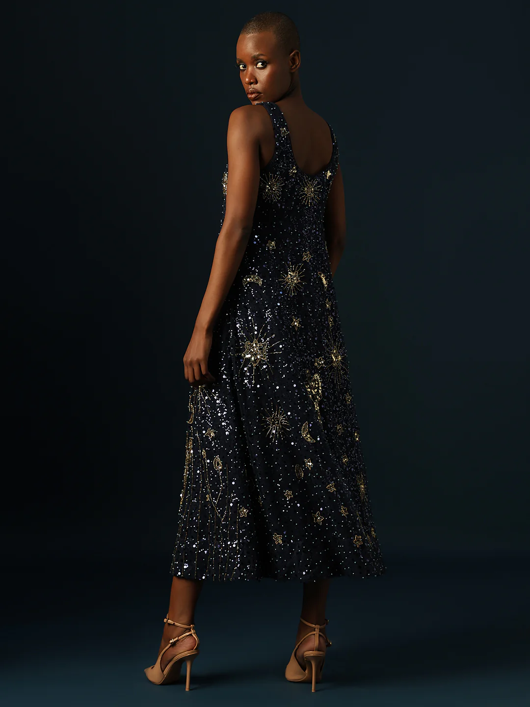 Marquee Sequin Embroidered Midi Dress - Image 4