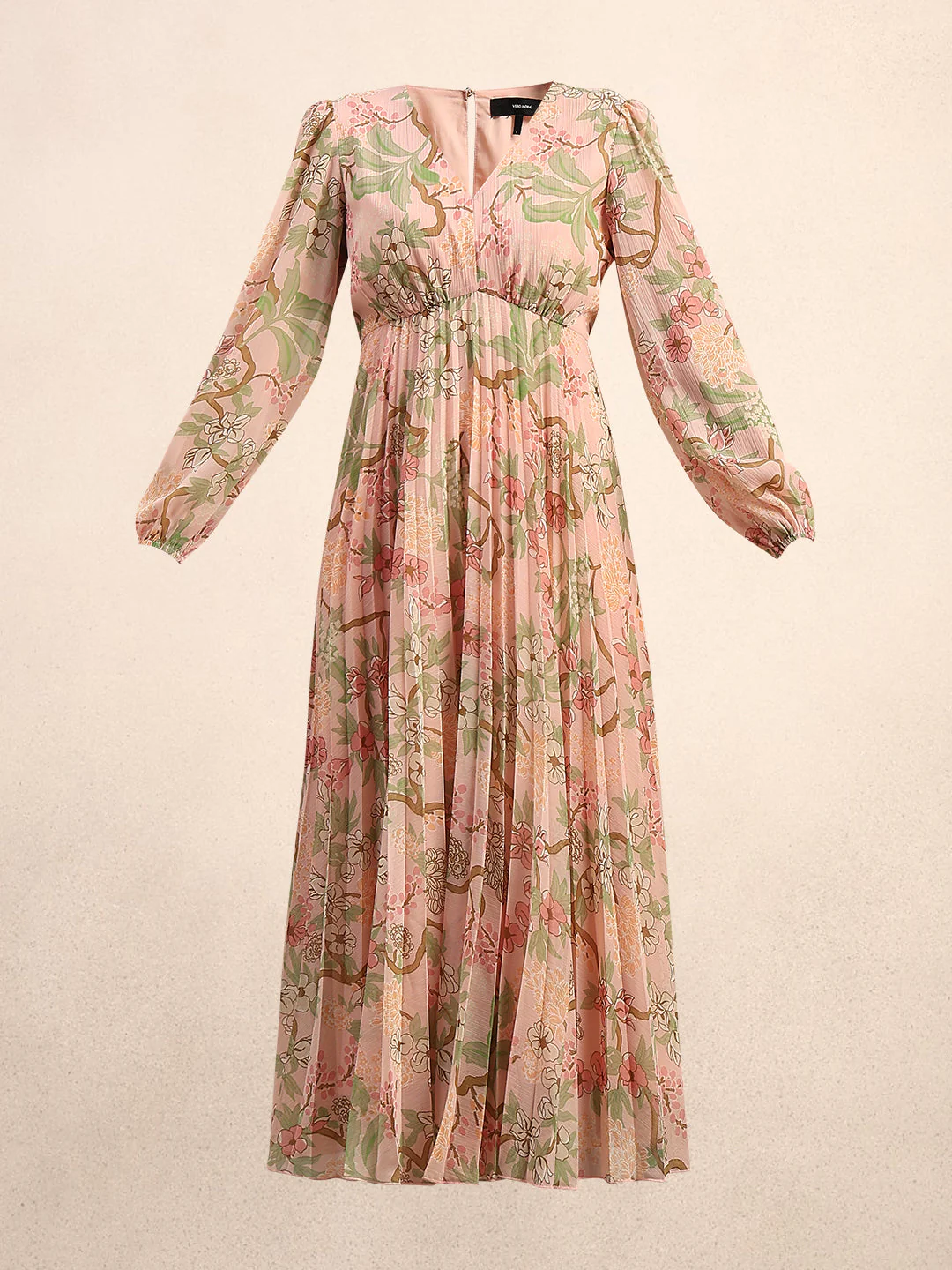 Pleated Floral V-Neck Dress - Image 7