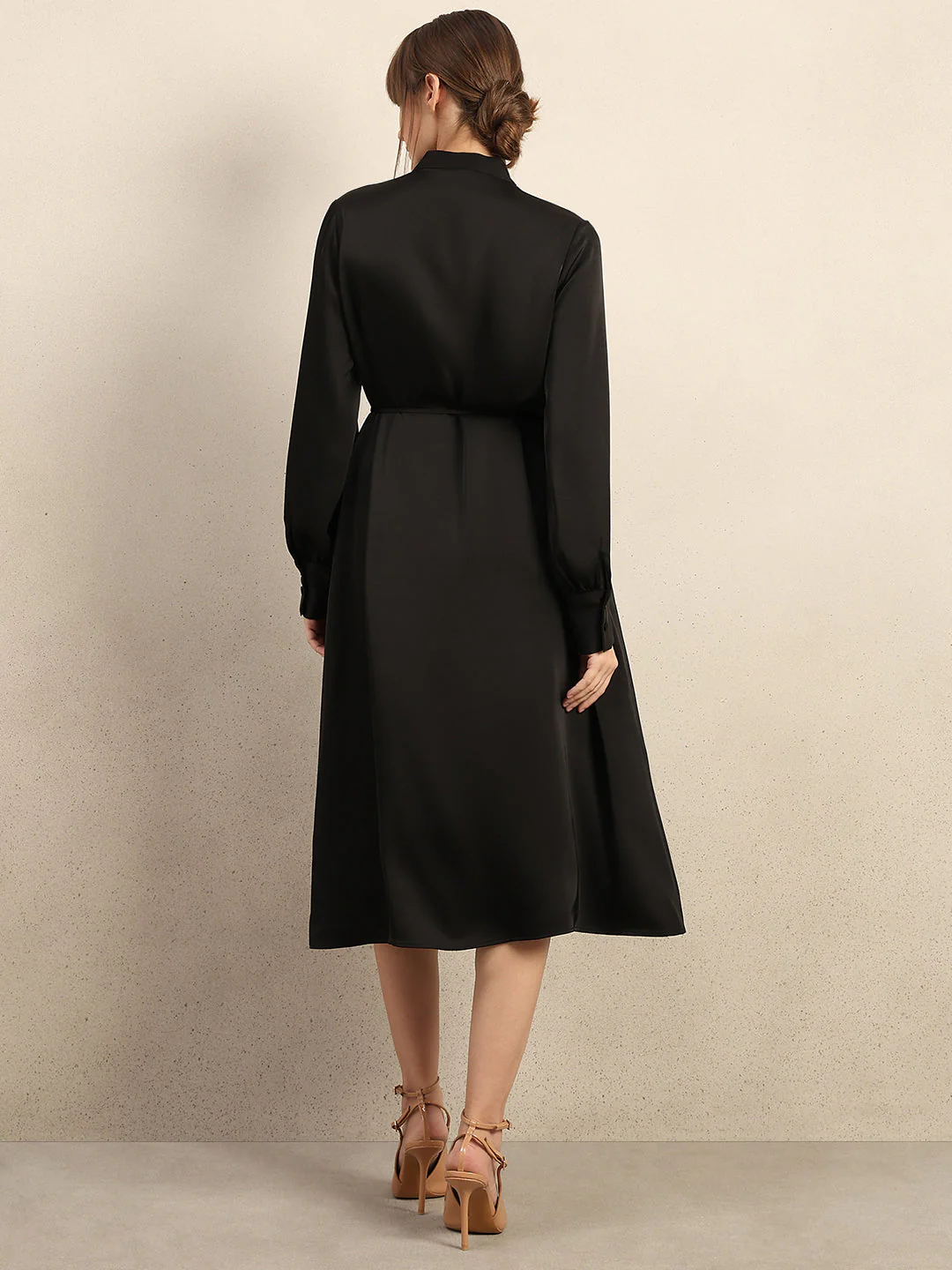 Satin V-Neck Midi Dress - Image 4