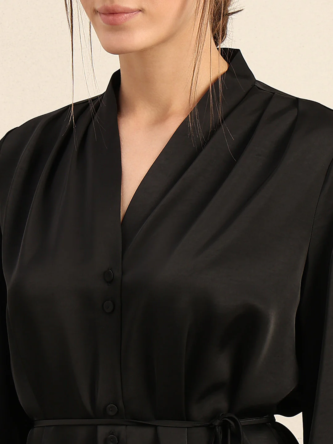 Satin V-Neck Midi Dress - Image 6