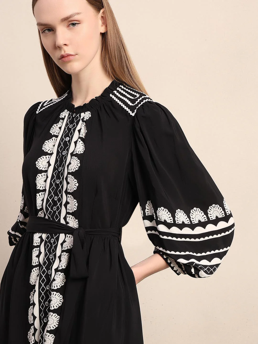 Black & White Printed Dress - Image 5