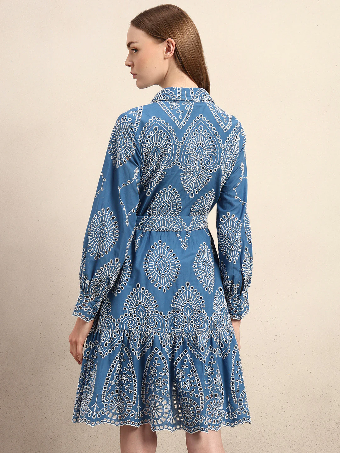 Embroidered Cotton Shirt Dress - Image 4