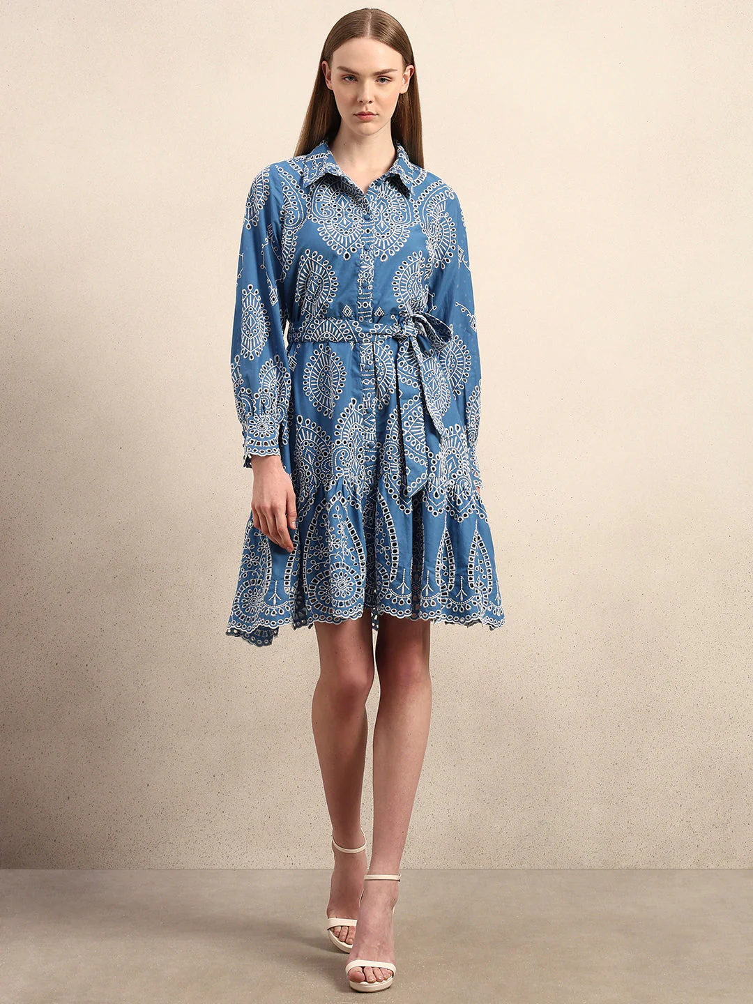 Embroidered Cotton Shirt Dress - Image 5