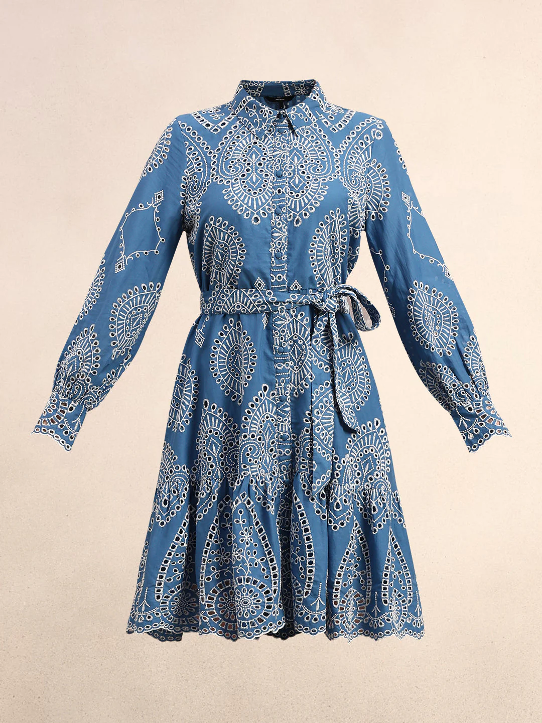 Embroidered Cotton Shirt Dress - Image 7