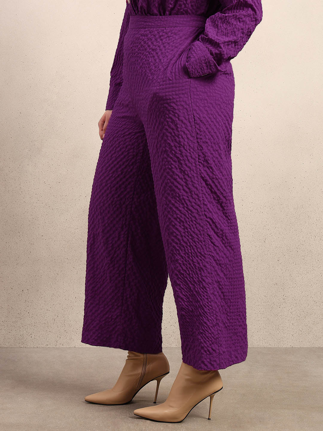 Curve Purple Textured Pants - Image 3