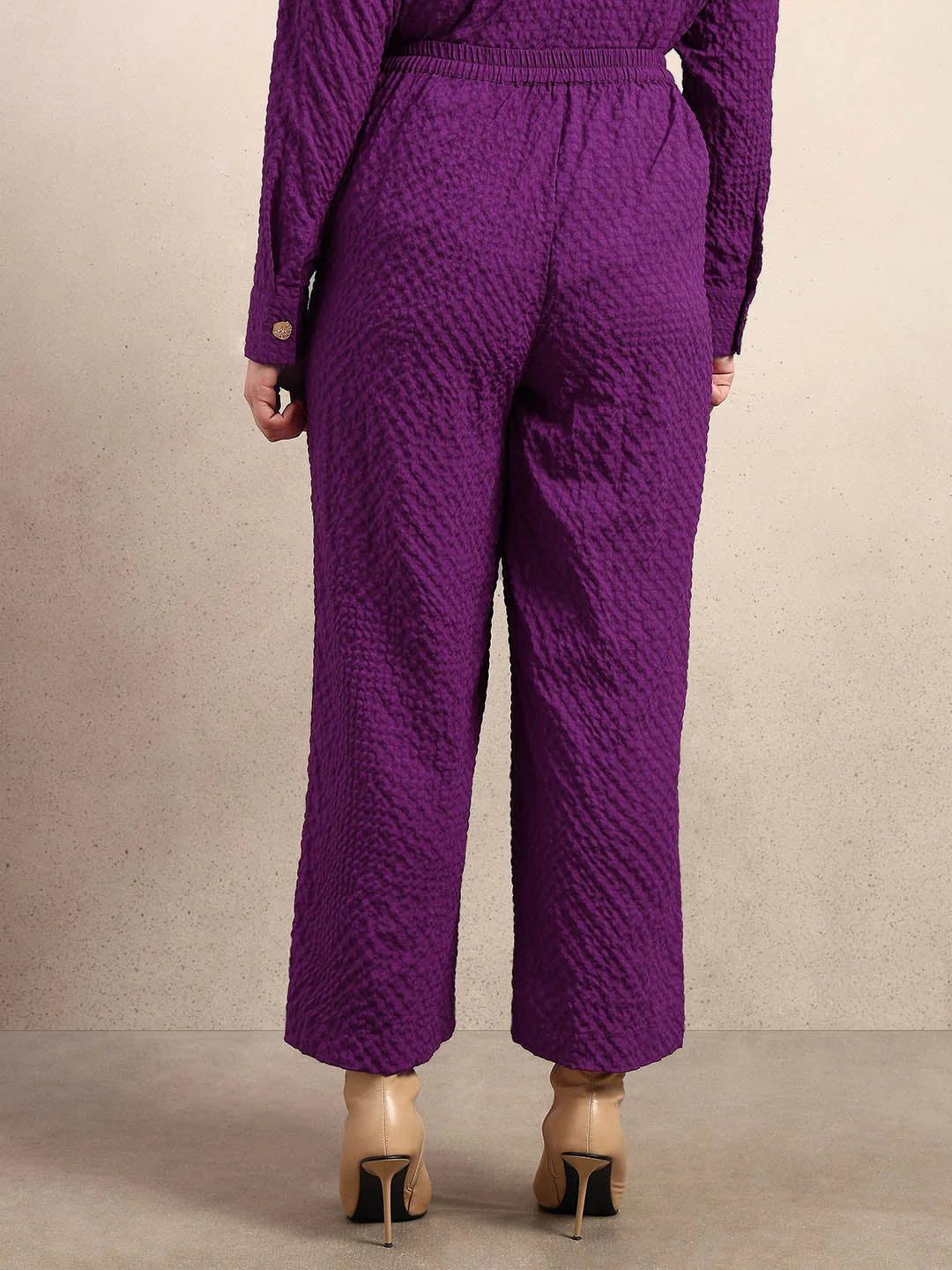 Curve Purple Textured Pants - Image 4