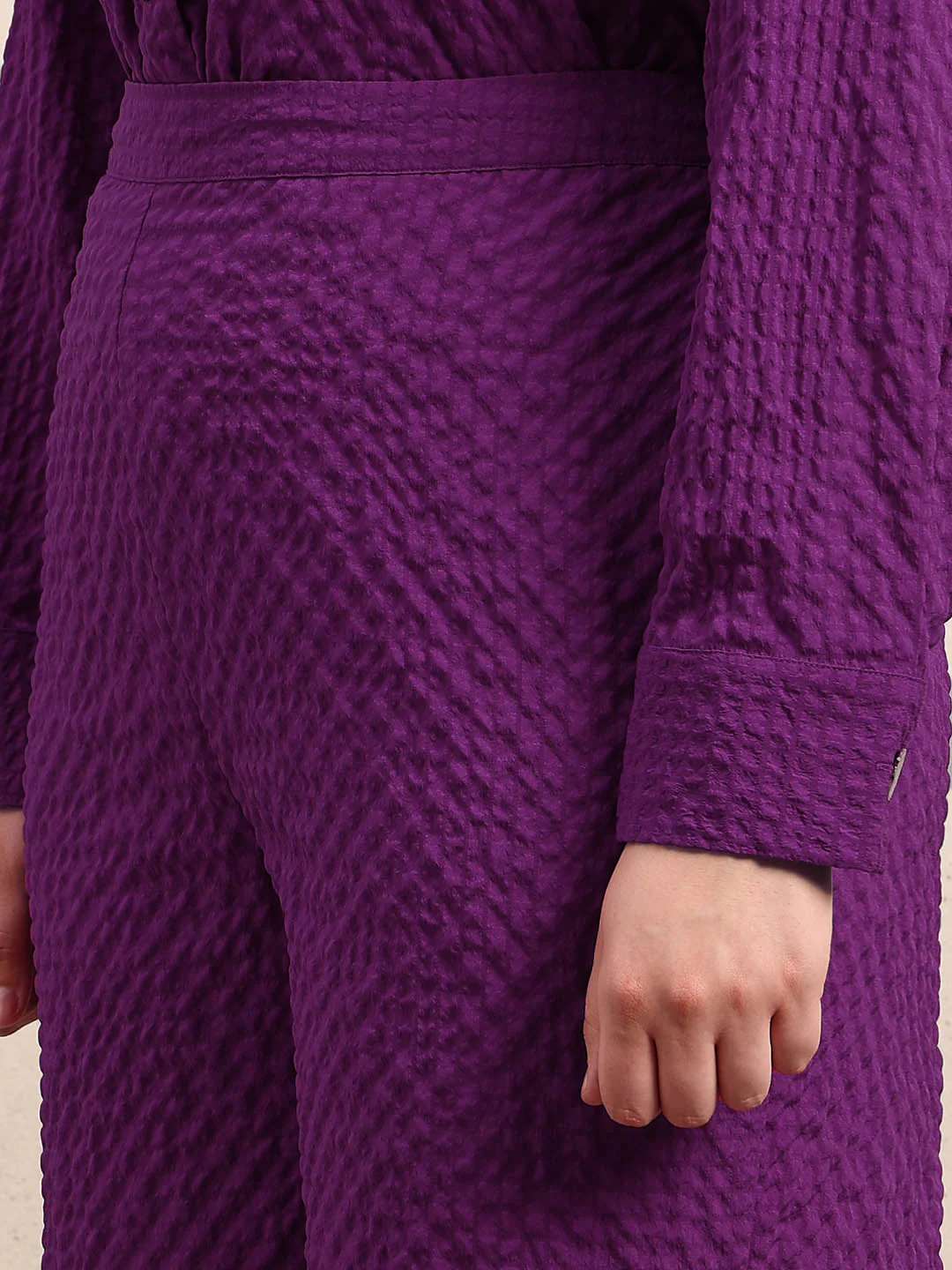 Curve Purple Textured Pants - Image 8
