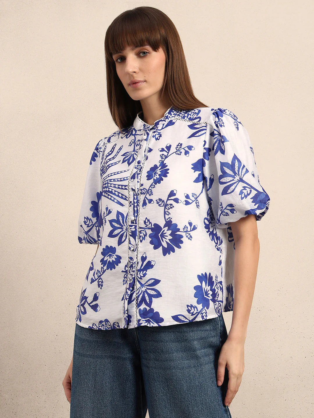 Floral Puff Sleeves Shirt - Image 2