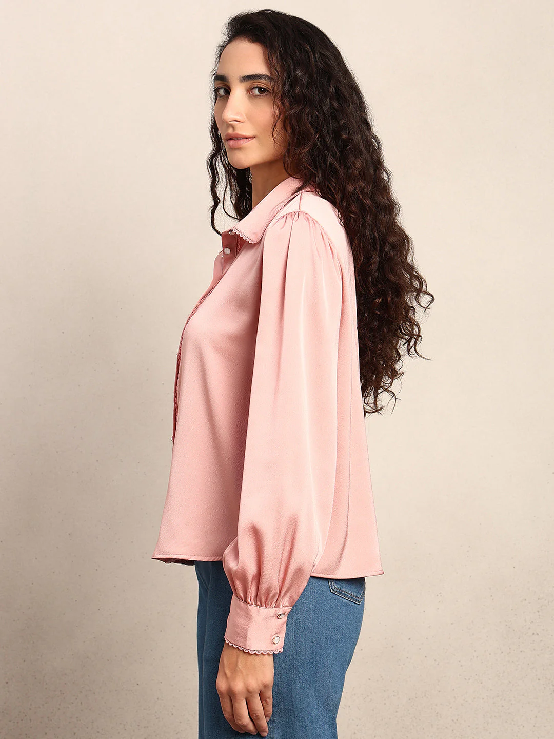 Pink Cuff Sleeves Shirt - Image 2