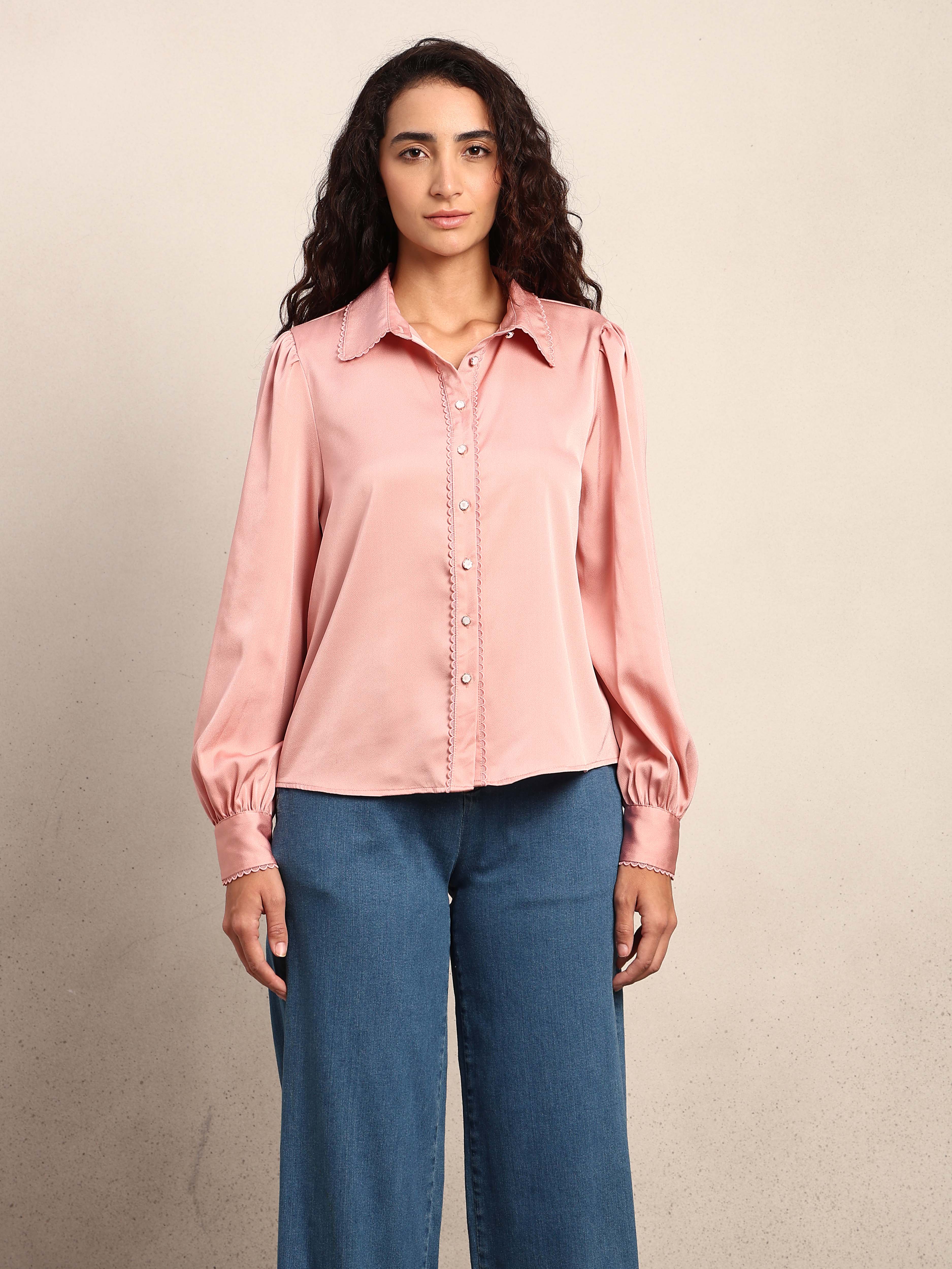Pink Cuff Sleeves Shirt - Image 8