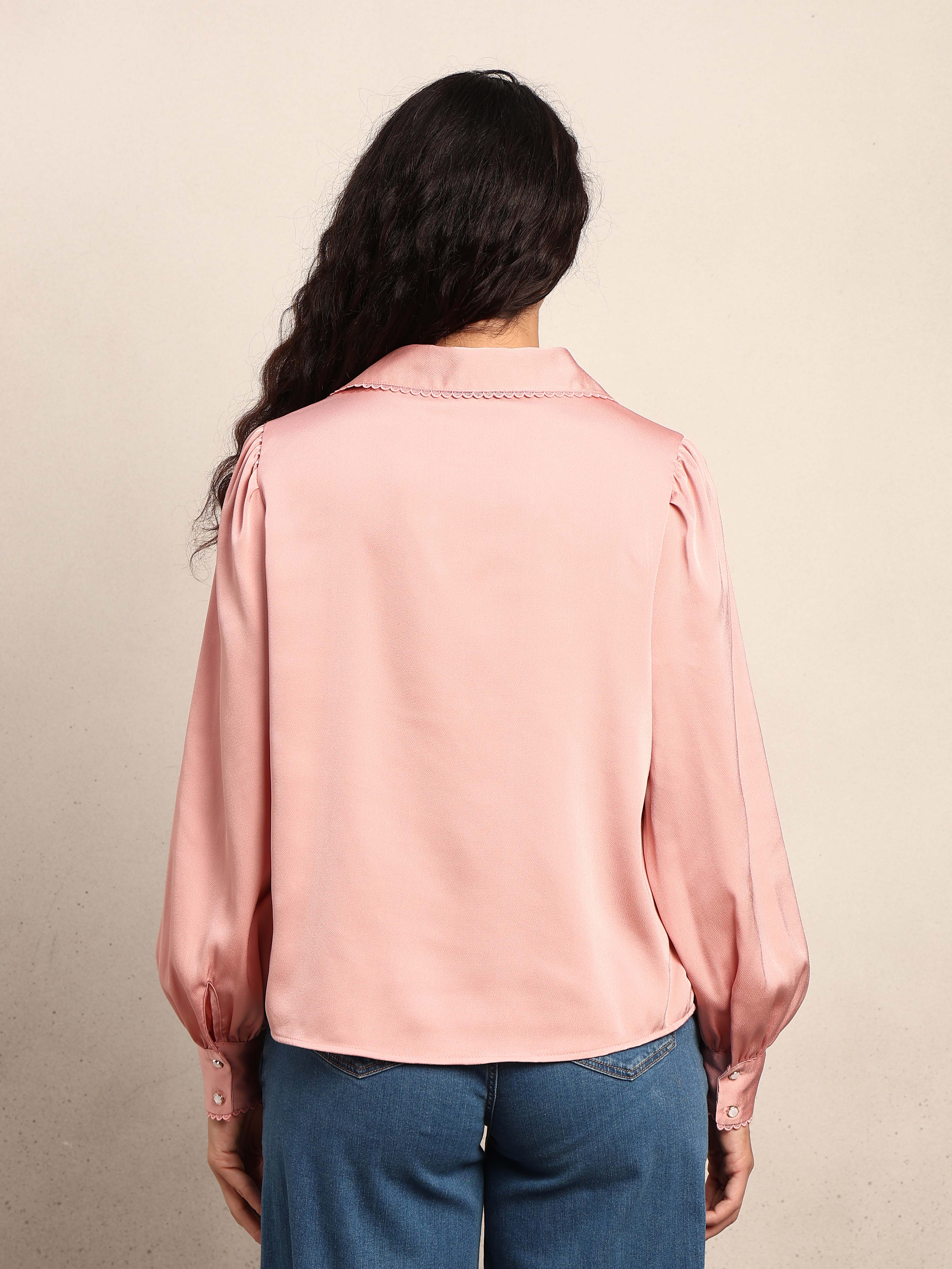 Pink Cuff Sleeves Shirt - Image 9