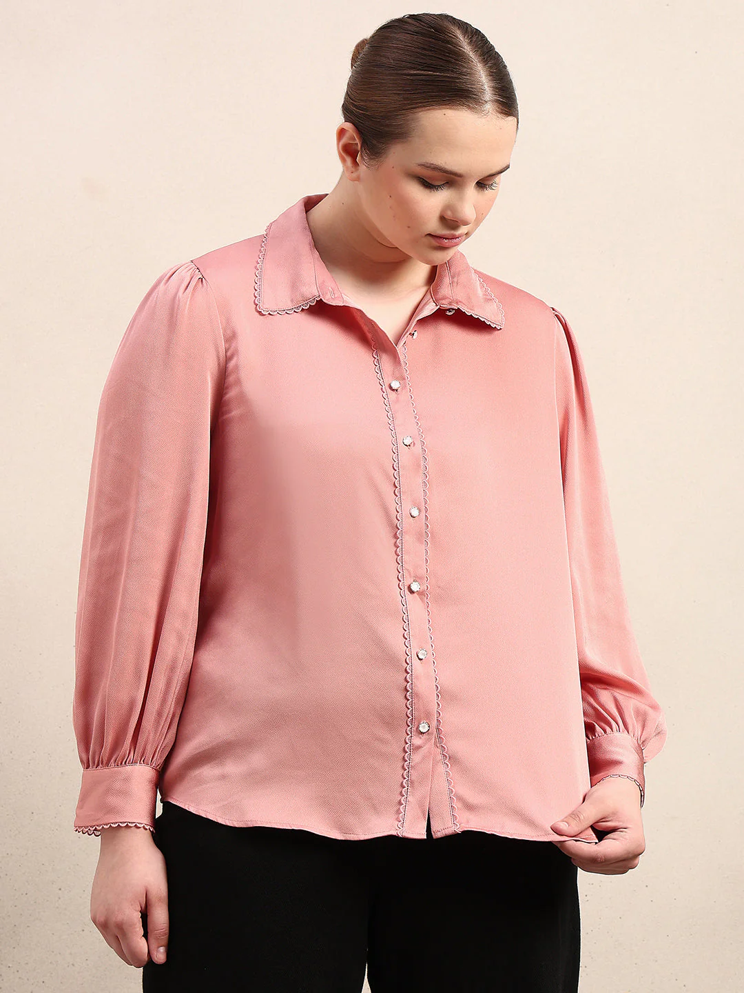 CURVE Pink Satin Shirt - Image 2